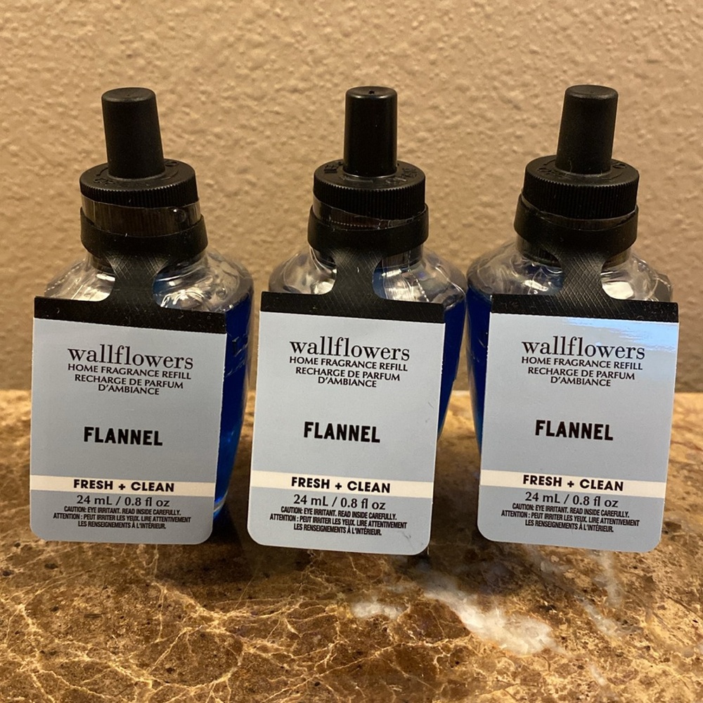 “FLANNEL” by BBW / WB,  3)-Wallflowers Home Fragrance Refills, NWTag & Sealed